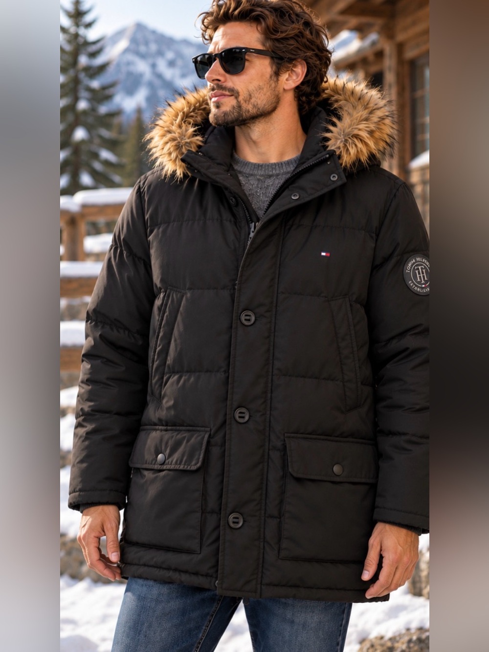 Tommy Hilfiger Men’s Heavyweight Puffer Parka Faux Fur Hood Winter Coat